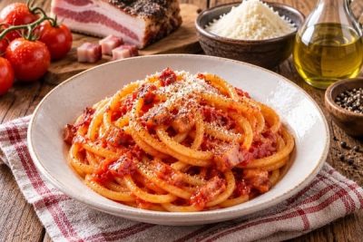 Bucatini all'amatriciana AI
